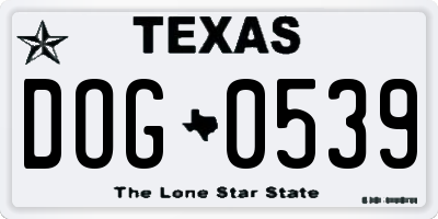 TX license plate DOG0539