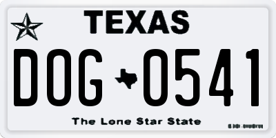 TX license plate DOG0541