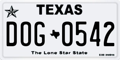 TX license plate DOG0542