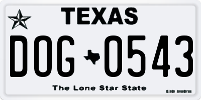 TX license plate DOG0543