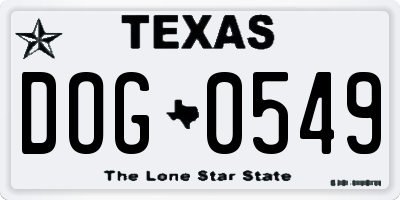 TX license plate DOG0549