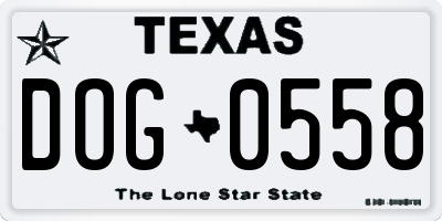 TX license plate DOG0558