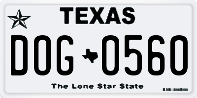TX license plate DOG0560