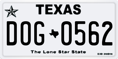 TX license plate DOG0562