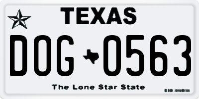 TX license plate DOG0563