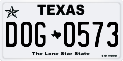 TX license plate DOG0573