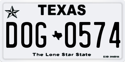 TX license plate DOG0574