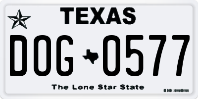 TX license plate DOG0577
