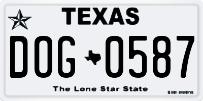 TX license plate DOG0587