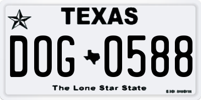 TX license plate DOG0588