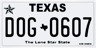 TX license plate DOG0607