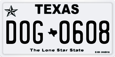 TX license plate DOG0608