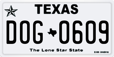 TX license plate DOG0609