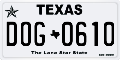TX license plate DOG0610