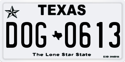 TX license plate DOG0613