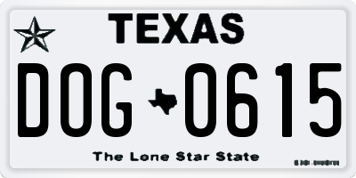 TX license plate DOG0615
