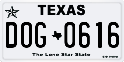 TX license plate DOG0616