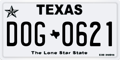 TX license plate DOG0621