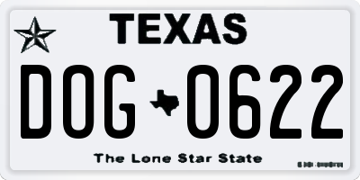 TX license plate DOG0622