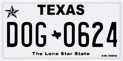 TX license plate DOG0624