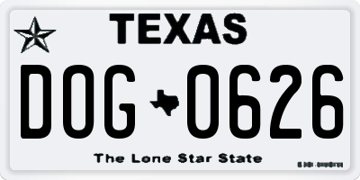 TX license plate DOG0626