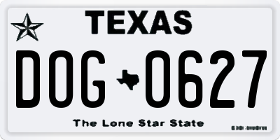 TX license plate DOG0627