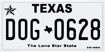 TX license plate DOG0628