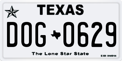 TX license plate DOG0629