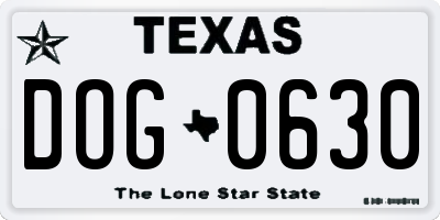 TX license plate DOG0630