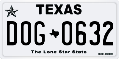 TX license plate DOG0632