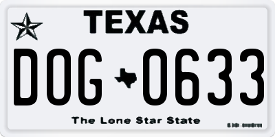 TX license plate DOG0633