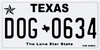 TX license plate DOG0634