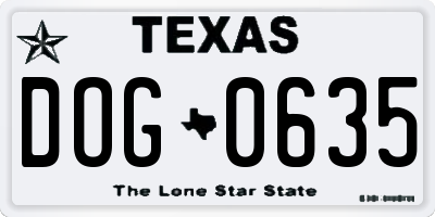 TX license plate DOG0635