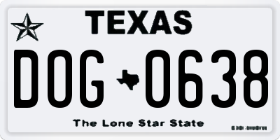 TX license plate DOG0638