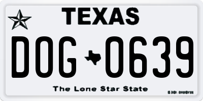 TX license plate DOG0639