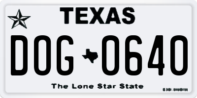 TX license plate DOG0640
