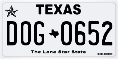 TX license plate DOG0652