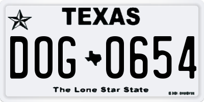 TX license plate DOG0654