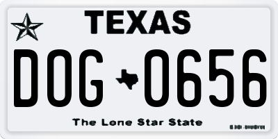 TX license plate DOG0656
