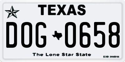 TX license plate DOG0658