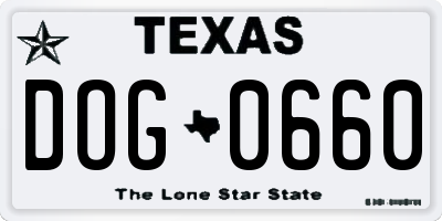 TX license plate DOG0660
