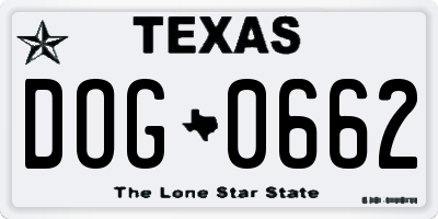 TX license plate DOG0662