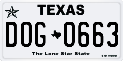 TX license plate DOG0663