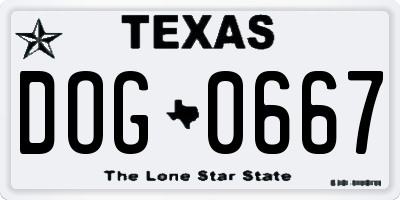 TX license plate DOG0667