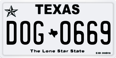 TX license plate DOG0669