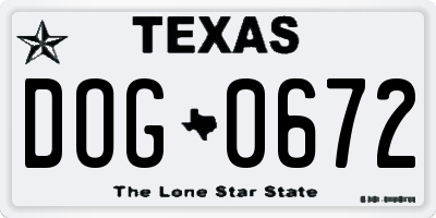 TX license plate DOG0672