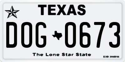 TX license plate DOG0673