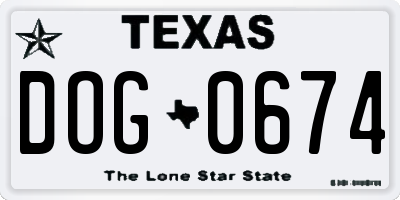 TX license plate DOG0674