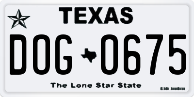 TX license plate DOG0675
