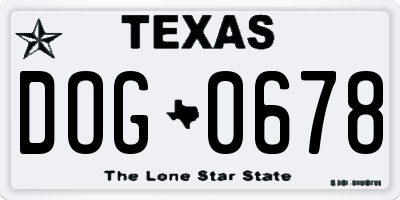TX license plate DOG0678